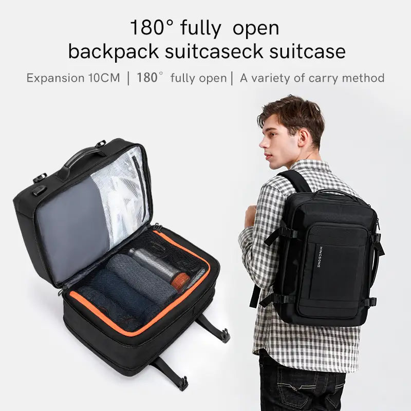 Customizable Waterproof Nylon Expandable Backpack - Kingsons KS3306W Large Capacity 17 Inch Laptop Business Backpack Travel Backpack with USB