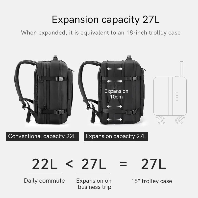 Customizable Waterproof Nylon Expandable Backpack - Kingsons KS3306W Large Capacity 17 Inch Laptop Business Backpack Travel Backpack with USB