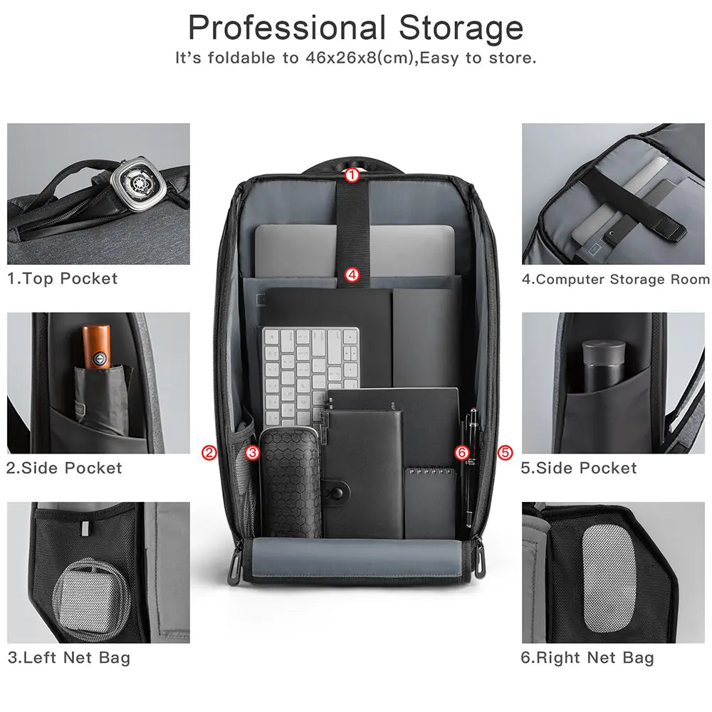 Kingsons Durable Casual Lightweight Waterproof Foldable ultra Slim Laptop Backpack Computer Laptop Bag for Men