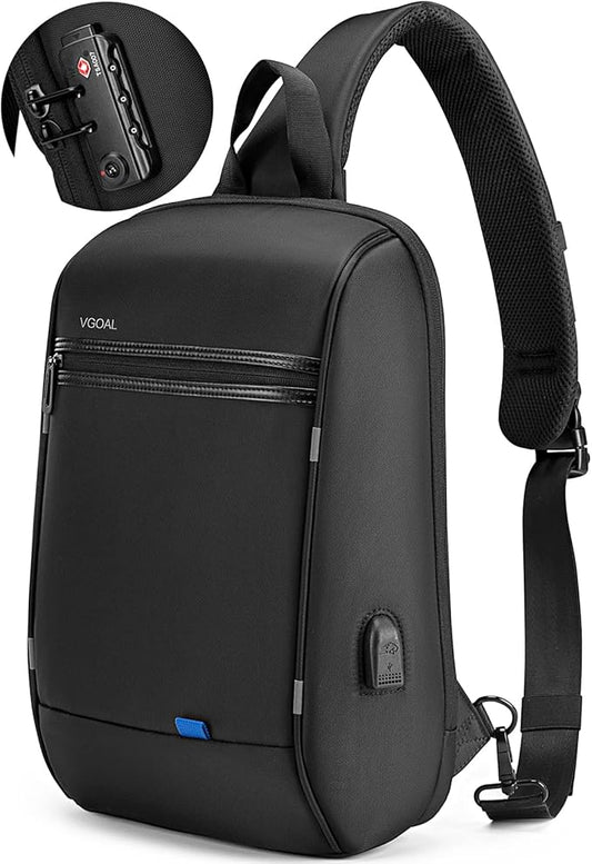 VGOAL Sling Backpack KS3165WG, Multipurpose Crossbody Chest Bag Daypack for Hiking Travel with USB Charging Port for Men Women