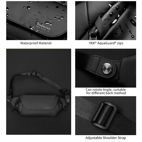 Kingsons Sling Bag Waterproof and Compact Hiking Tech Sling Bag - KS3248W