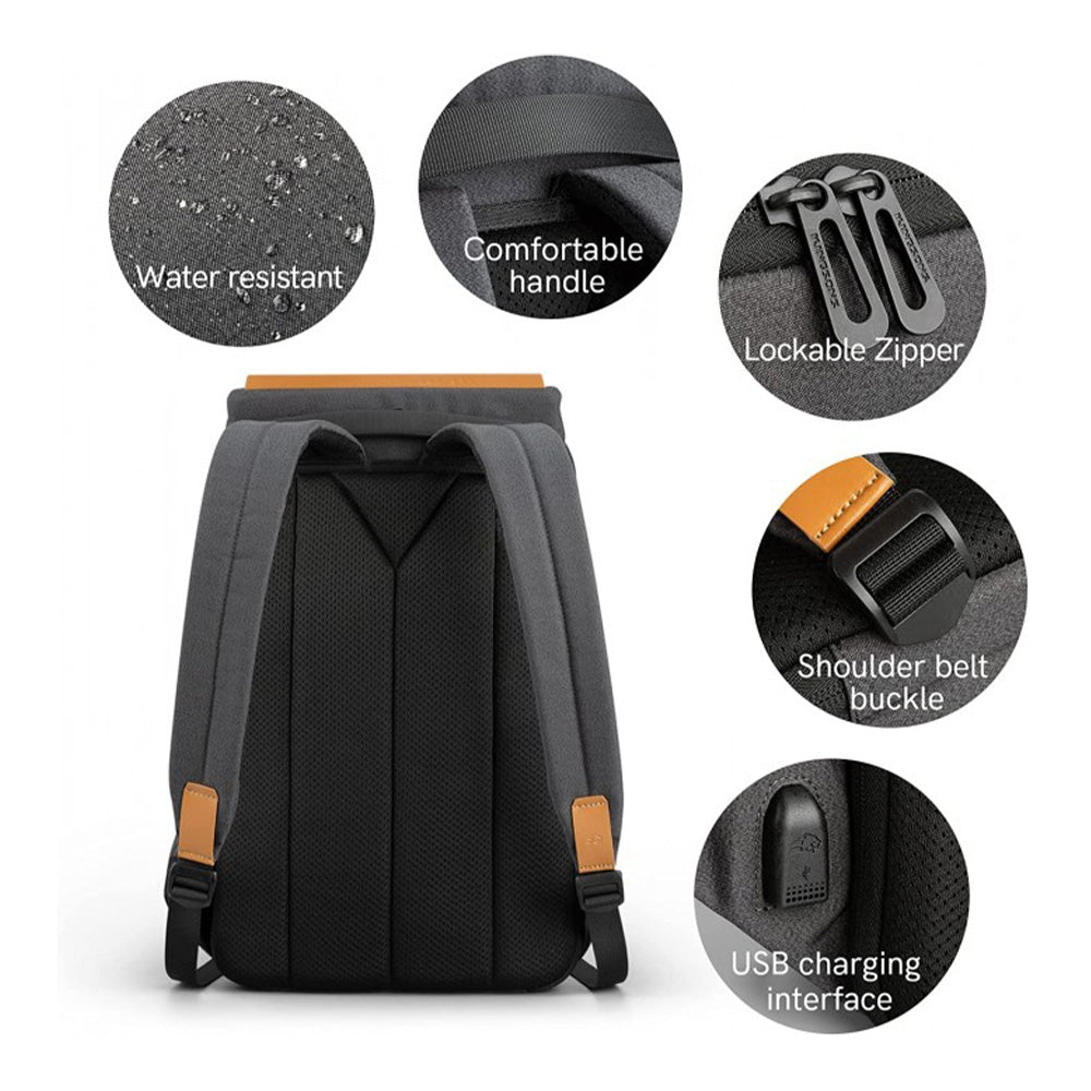 Water-Repellent Laptop Backpack with USB Charging Port KS3207W